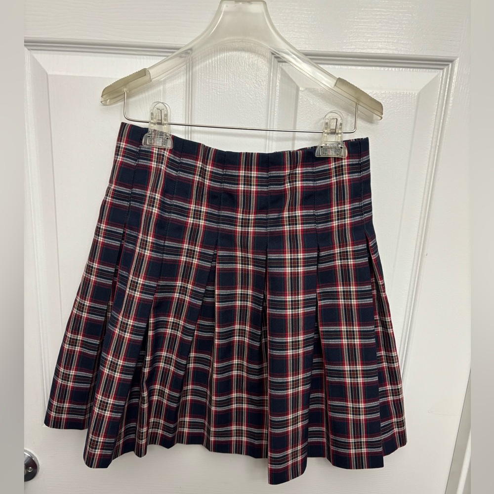 School Girl Academia Plaid Navy Blue & Red 1990s Revival A-Line Skirt, Sz 3